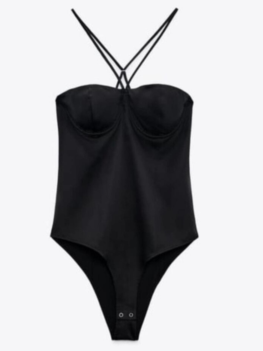 ZARA Women’s Satin Effect Camisole Black Corset Bodysuit